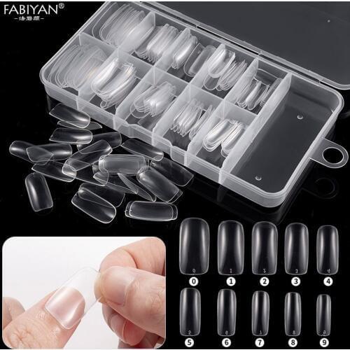 100pcs Clear Tips Full Cover False French Finger Acrylic Gel UV Tools Box Package Nail Art Salon Design Manicure