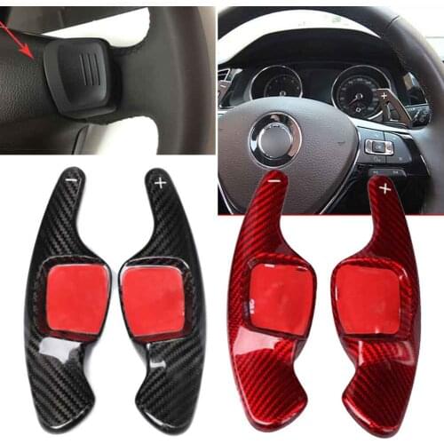 2Pcs Carbon Fiber Car Steering Wheel Shift Paddle Extension For VW Tiguan Golf 7 7.5 MK7 MK7.5 Passat B8 Arteon Atlas
