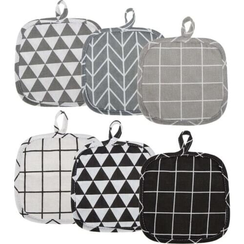 6 Pieces Cotton Pot Holders Machine Washable Heat Resistant Potholder Square Pot Holder With Hanging Loop for Cooking