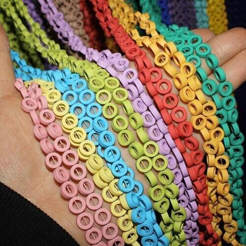 8~12mm Natural Stone Hematite Beads Candy Colors Matte Hollow Round Ring Jewelry Making DIY Necklace Bracelet Accessories 15