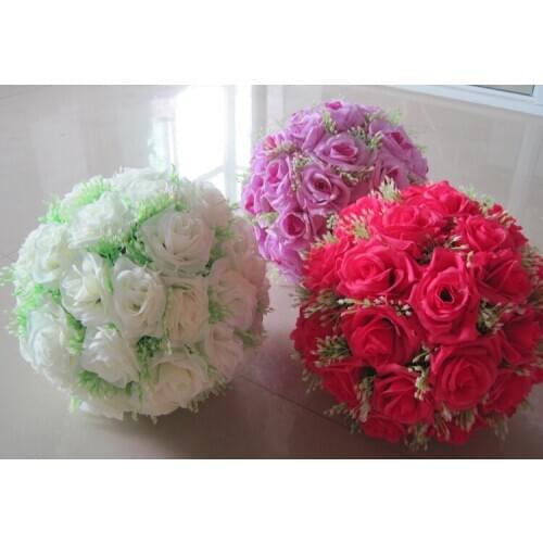Free shipping by EMS 30cm*12 pcs Rose kissing ball artificial silk flower wedding decoration Flower Decor