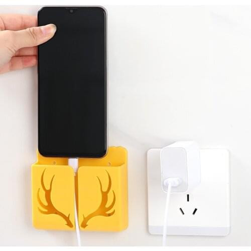 Household Mobile Phone Charging Holder Stand Wall Mounted Remote Control Storage Rack Sundries Container Home Storage Holder