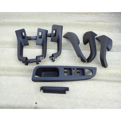 8PCS Black Interior Door Grab Handle Cover Trim & Switch Bezel For VW GOLF JETTA MK5