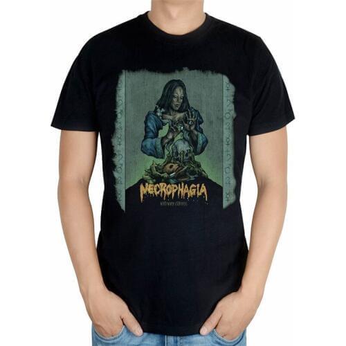6 designs Harajuku Illustration Necrophagia Rock Brand Black shirt mma fitness heavy Metal Cotton Customize print Zombie Skull