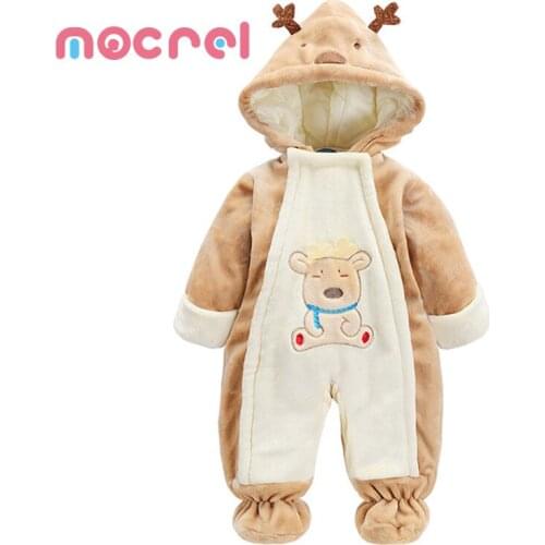 Newborn Baby Romper Suit Outfit And Winter Thickening Quilted Coral Fleece Warm Climb The Coat Out Clothes Romper Footies Babies