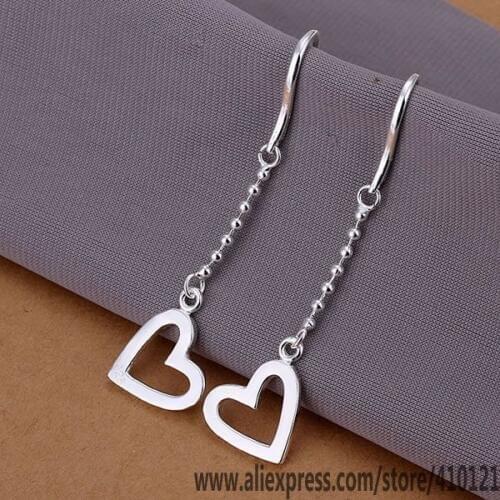 E063 Hot Sale High Quality Silver Clolor Jewelry,Wholesale Jewelry Elegant Charms Fashion Heart Earrings /dgualyba Escanjja