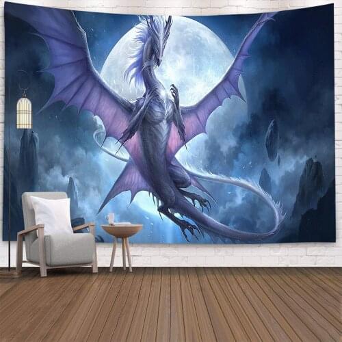 Dragon with wings pattern Tapestry Wall Hanging Dorm Decor Art Wall Tapestry Hippie Wall Carpet Psychedelic Tapestry 95x73cm