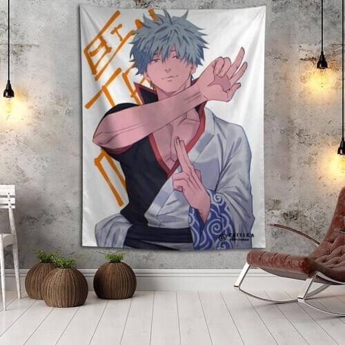 Hot Sale Custom Anime Gintama Printed Tapestry Background Decorative Tapestry Various Sizes Wall Hanging Decor