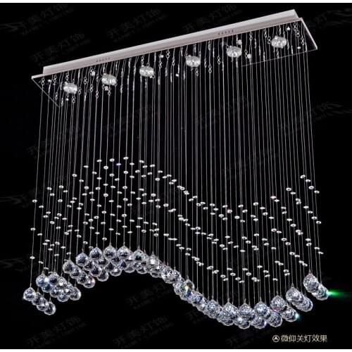 Modern Lustres Crystal Chandelier Luxery crystal Curtain Wave Pendant Lamp Luminaire Living Room Crystal Lighting Fixture