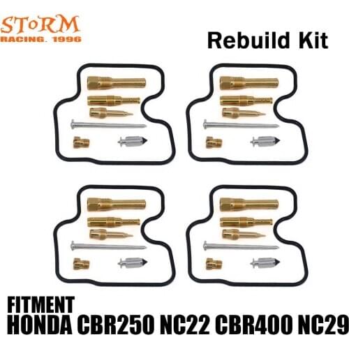 Motorcycle 4 Set x Carburetor Rebuild Repair Kit For Honda CBR250 CBR 250 NC22 CBR400 CBR 400 NC29