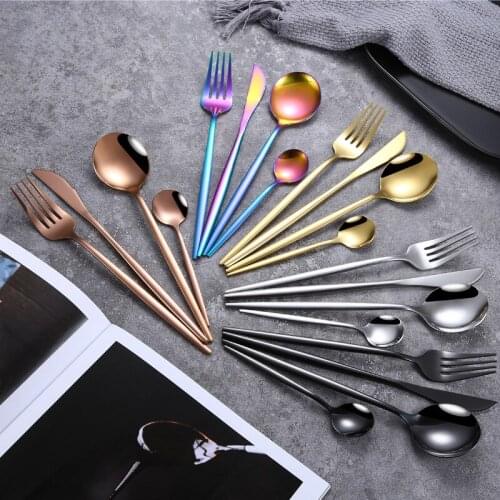 Kitchen Tableware Cutlery Set Silver Cutlery Set Stainless Steel Luxury Dinnerware Fork Spoon Knife Western Dinner Set Gold
