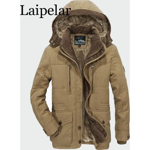 Laipelar Men Winter Coats Fleece Warm Thick Jackets Men Outerwear Windproof Casual Coat With Hooded Mens Parkas Plus size