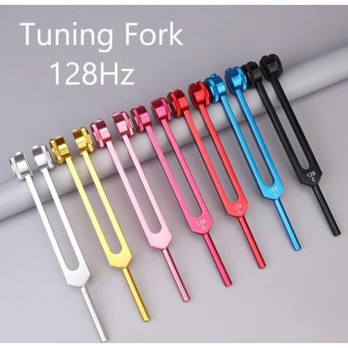 Medical 128C Neurological Massage Sound Healing Therapy Tuning Fork with Mallet Flannel Bag Chakra Ball Hammer