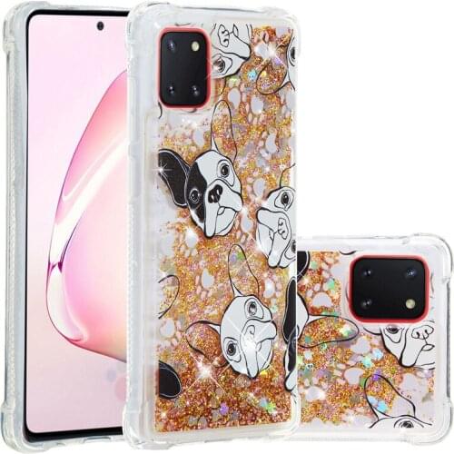 Cute Painted Quicksand Glitter Case For Samsung Galaxy Note10 Lite Shockproof Soft TPU Bumper Phone Cover M60S Cartoon Cases