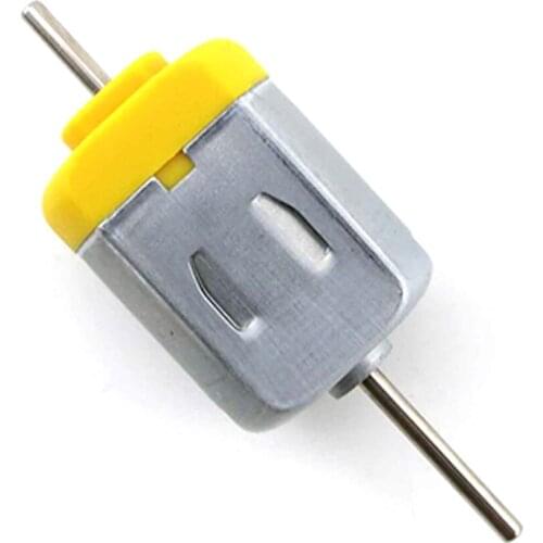 Miniature 130 double shaft carbon brush motor DC 1.5V-12V 7000RPM strong magnetic long shaft motor toy model small wind turbine