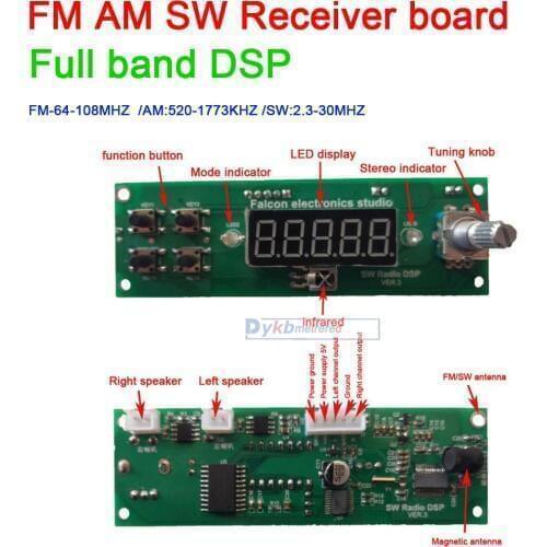 DSP FM AM SW radio receiver board module LED Digital tuning Shortwave full band FM stereo radio receiving 64-108MHZ 2.3-30MHZ