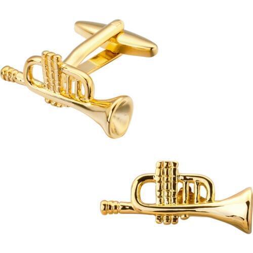 The music equipment high quality copper gold trumpet Cufflinks shirt cuff Cufflinks mens jewelry wholesale and retail