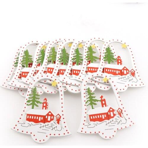 Mix Hollow Christmas Santa Claus WoodenScrapbook Pendants DIY Wood Crafts Xmas Tree Christmas Party Decorations Supplie10PC