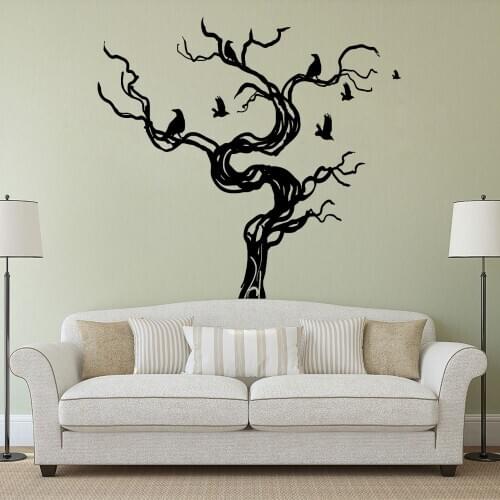 Crow On Dead Tree Decal Wall Art Animal Sticker Home Living Room Decoration Removable A002678