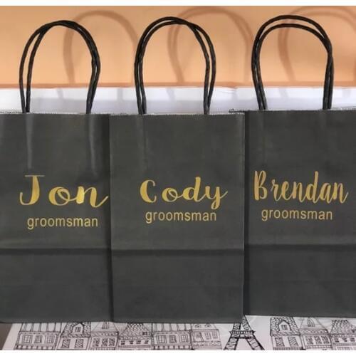 Personalize names roles wedding Groomsman bridesmaid gift bags birthday party Bachelorette clutches favor bags