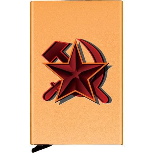 Personalized Metal Men Women Credit Card Holder High Quality CCCP Sickle Hammer Emblem Travel ID Cardholder Case Rfid Wallet