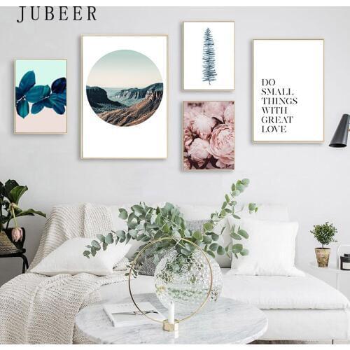 Nordic style posters and prints flower canvas prints leaf motto decoration picture for living room cuadros decoracion dormitorio
