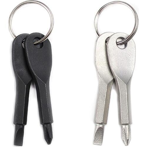Portable Outdoor EDC Slotted Minus Screwdriver Steel Emergency Key Chain Ring Multifunctional Tool