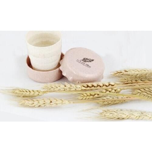 Wheat Straw Student Portable Cup Retractable Cup Travel Water Cup Compression Stretch Creative Home Folding Convenience Outdoor