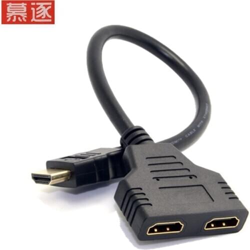 1PC HDMI 2 Dual Port Y Splitter 1080P HDMI v1.4 Male to Double Female Adapter Cable 1 In 2 Out HDMI Converter Connect Cable Cord