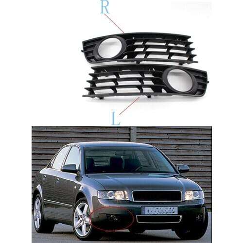 2X Front Lower Side Bumper Fog Light Grille for Audi A4 B6 Sedan 2002-2005 Black