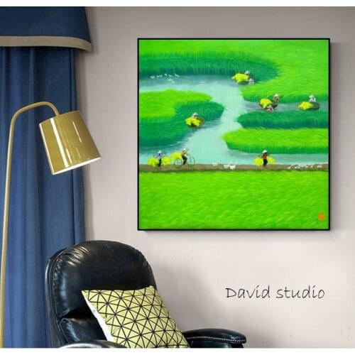 Hand Pained Oil Painting POP ART Tran Thu Huong Spring in Vietnamese Art for Living Room Wall Decoration