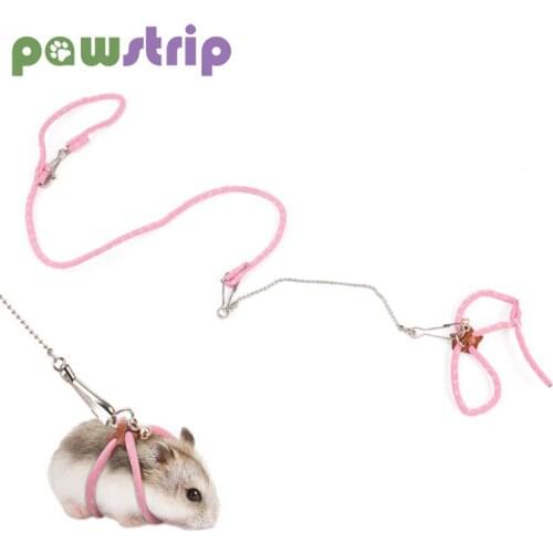 Hamster Harness Rope Small Pet Adjustable Soft Harness Leash Lovely Mouse Hamster Ferrets Collar Small Pet Lead Leash With Bell