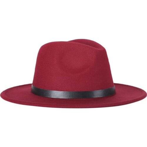 Fedora Hat Men Women Imitation Woolen Winter Women Felt Hats Men Fashion Black Top Jazz Hat Fedoras Chapeau Sombrero Mujer