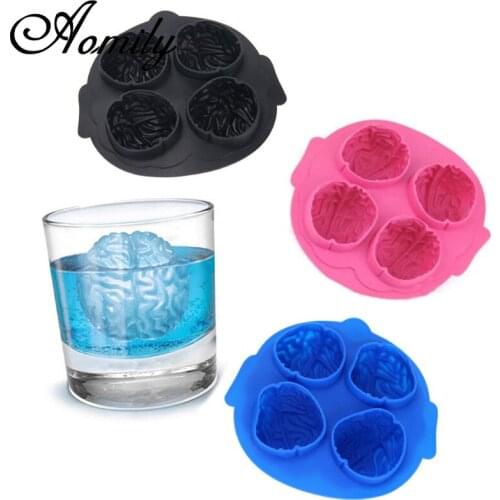 Amoliy Brain Shape Silicone Ice Mold Freeze Ice Cube Tray Ice Ball Maker Fondant Cake Chocolate Soap Mould Ice Cream Tool Baking
