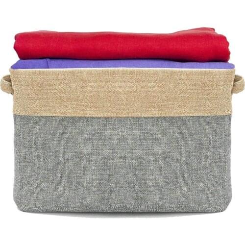 Foldable Clothing Storage Basket Bin Box Large Canvas Fabric Collapsible Organizer with Handles for Home Office Closet Storage