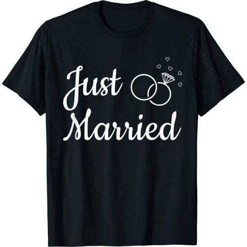 Just Married Newlywed Couple Matching Honeymoon T-Shirt Tops Tees Popular Slim Fit Cotton Mens Tshirts Slim Fit