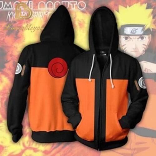 Anime Naruto Sweatshirt Men and Women Zipper Hoodies UZUMAKI 3d Print Hooded Jacket for Boys Cosplay Costume Harajuku Streetwear