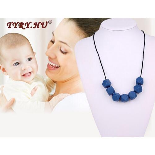 TYRY.HU Fashion Teething Necklace for Mom 1PC Silicone Beaded Necklace Toddlers Relief Teether Toys Teeth Nursing Necklaces Dad