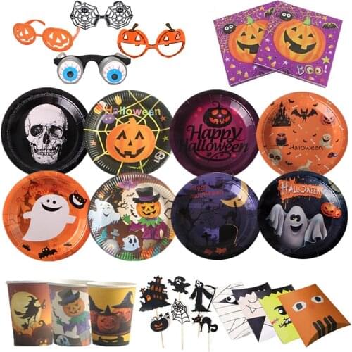 Happy Halloween Decoration Gift box Candy Pillow Box Lollipop Decorated Cupcake Soft Pottery Halloween Cake Flag YK79