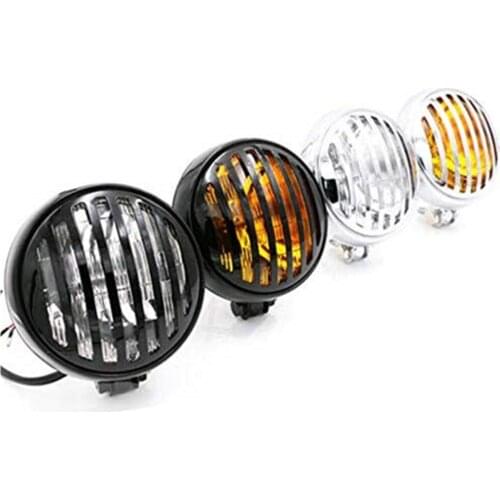 Universal Grill Retro Vintage Headlight Lamp Motorcycle For Harley Yamaha Suzuki Kawasaki Old School Cafe Racer Touring Atv