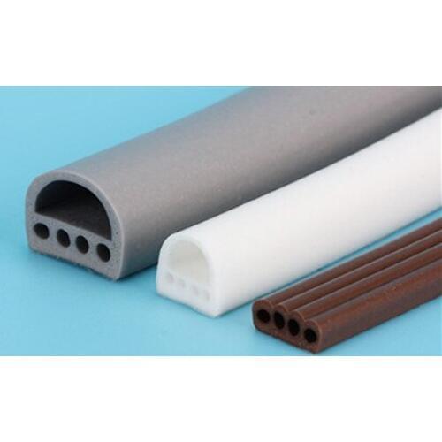 14*12mm 5M Porous D Type Silicone Rubber Sealing Strip For Door / Window Sound Insulating Strip Self-adhesive Tape 3 Colors