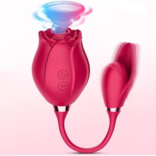 Rose Vibrator with Vibrating Egg Adult Clitoral Sucking Vaginal Anal Nipple Stimulator Massager 10 Modes Oral Sex Toy for Women