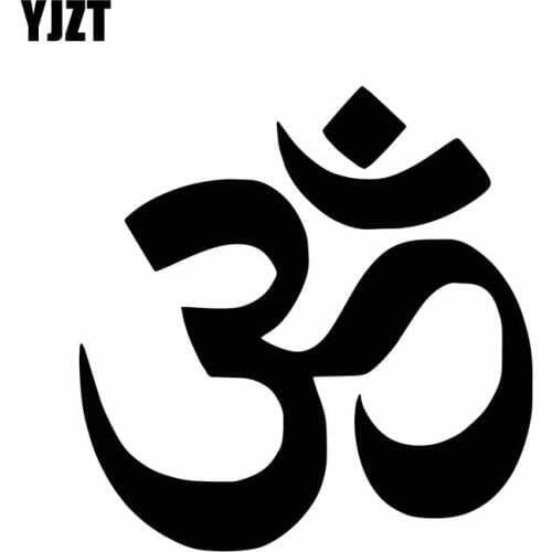 YJZT 14.8CM*15.1CM Namaste OM Buddha Hindu Yoga Symbol Car Sticker Simple Delicate Vinyl Decal Black/Silver C27-0147