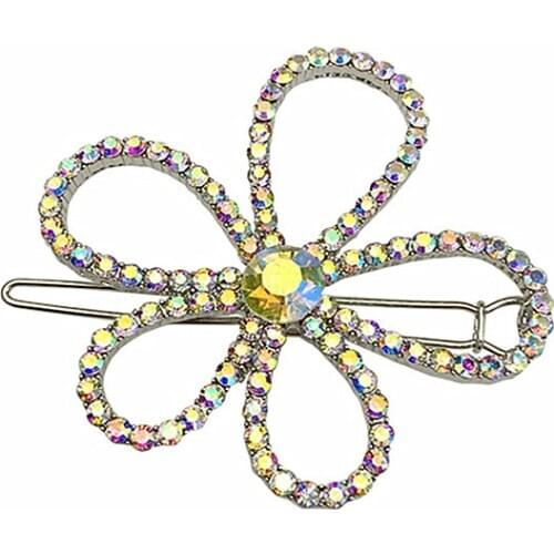 New Korea Hollow Flower Hair Clips for Women Crystal Rhinestones Pentagram Hairpin Women Bridal Hair Accessories Hairgrip