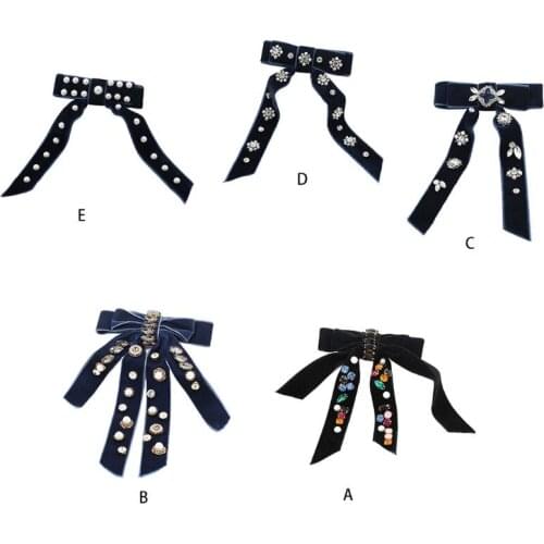 Womens Velvet Ribbon Bows Barrettes Imitation Pearl Rhinestone Beaded Hair Clips Handmade Ponytail Holder French Spring Hairpins