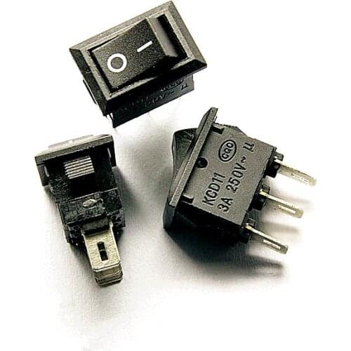 100PCS/LOT Rocker Switch Black 3 feet 2 files rocker switch 15MM*10MM 3A/250V