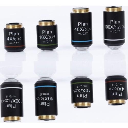 195mm Achromatic Infinity Plan Objective Lens 4X 10X 40X 100X Biological Microscope Objectives