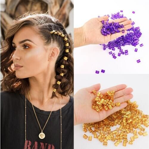 200pcs Viking Adjustable Clip Buckle Dreadlock Cuff Fashion Wig Decorative Mini Braid Hair Extension Ring Out Beads Accessories