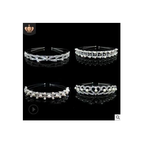 40pcs/lot DIY Simple Sliver Handmade Pearl Drill Headband 4 Styles Bride Diamond Photo Head Bands Hair Styling Tools HA855