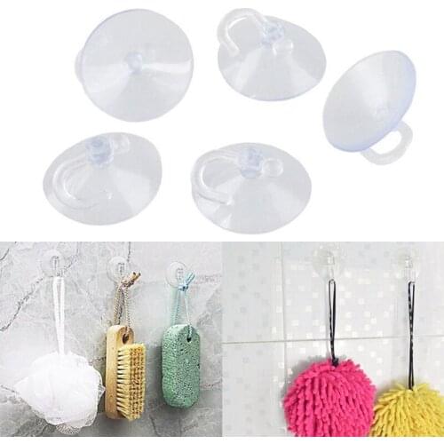 5Pcs Bathroom Transparent Strong Suction Cup Hook Ring Kitchen Wall Hangers Vacuum Sucker Clear Sucker Hook Ups